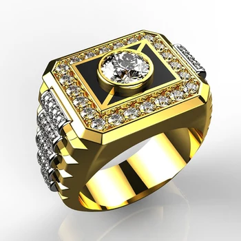 Didelis Aukso Vyrų Piršto Žiedai Šiuolaikinės Juvelyrikos, Metalo Geometrinis Mikro Nutiesti CZ Stone Vestuviniai Žiedai Moterims, Hip-Hop Z5T477