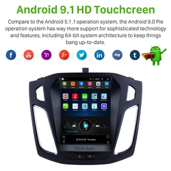 Seicane 9.7 colių Android 9.1 Automobilio Radijo Galvos Vienetas GPS Navigacija Ford Focus 2012 2013 Paramos SYNC OBD Galinio vaizdo Kamera