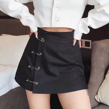 Streetwear Mini Sijonas Moterų Pusės split sagė Aukšto Juosmens Pusėje Užtrauktukas Trumpas Sijonas Seksualus, Moterų-Line Slim Klubo Camo Sijonai