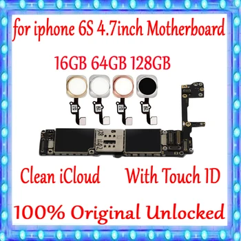 Originalus, atrakinta iphone 6S Plokštė Su/Be Touch ID,Švarus iCloud iphone 6S 4.7 colių Logika valdybos 16gb 64gb 128gb