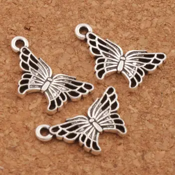 Tuščiaviduriai Papilio Butterfly Žavesio Karoliukai 11x17.5mm 400PCS cinko lydinys Pakabučiai Papuošalai 
