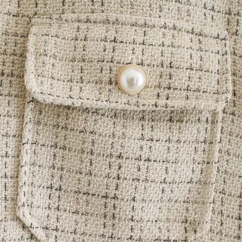 2020 metų vasaros moterų nauja atvartas ilgomis rankovėmis laukinių laisvi ir plonas vienos-eilutės pearl mygtuką atsitiktinis marškinėliai-stilius mažas kvepalų striukė