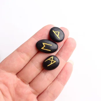 25Pcs Gamtos Mini Black Riverstone Kristalų Rune Geltona Jade Akmenų, Medienos Būrimą Likimo-pasakoja Runos Gydymo Dovana Dekoras
