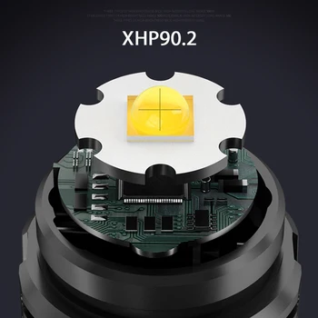 XHP90.2 Labiausiai Galingas LED Žibintuvėlis fakelas 18650 Taktinis Flash Šviesos Nešiojamas Įkraunamas Usb Žibintuvėlis Šviesos Medžioklės Kempingas lempa