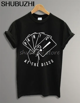 Panikos! Diskoteka Kortelės Logotipą Black Unisex Vyrų Marškinėliai Tumblr Tee vasaros top tees naujas prekės ženklas marškinėlius sbz1112