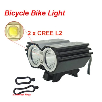 Dviračio Šviesos X2 L2 5000 Liumenų SolarStorm Dviračių lempos 2x XML L2 LED BicycleLight Dviračių žibintai+O žiedas (tik priekinis žibintas)