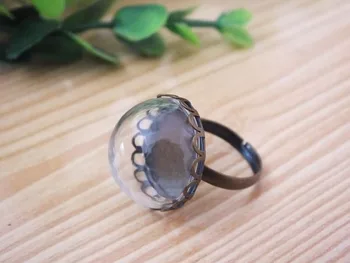 10sets Mažų pusė raundo stiklo pasaulyje žiedas ateiti su antikvariniai bronzos žiedo pagrindas su gėlių žiedas bazės 20mm