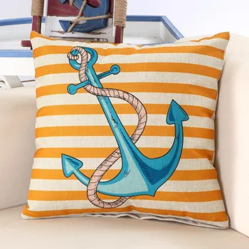 Laivybos spausdinti linine juostele pagalvėlė padengti inkaro vairo jūros žvaigždė mesti pagalvės, sofos, miegamojo apdailos užvalkalas padengti sėdynės