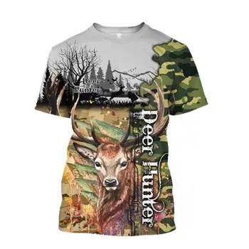 Vasarą Vyrai t-shirt Liūtas/Medžioklė, Elnių ir Tatuiruotės Dragon 3D Atspausdintas T-Shirt Harajuku Atsitiktinis trumpas Rankovėmis Tee marškinėliai, Unisex QDL012