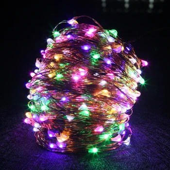 Vario Viela, LED String Žibintai 10m, 20m 30m 50m LED Lauko Kalėdų Pasakų Žibintai Šiltai Balta Žvaigždžių Šviesos + Adapteris