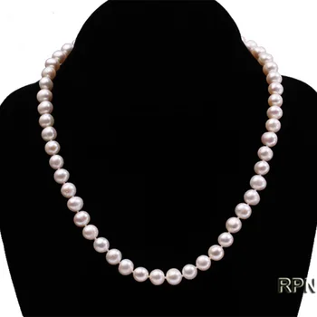 JYX 2019 Aukštos kokybės Perlų Vėrinį 6-7mm Klasikinis Baltos Plokščios Apvalios Natūralios Gėlo vandens Dirbtiniu būdu išaugintų Perlų Vėrinį 18