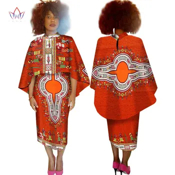 Afrikos Suknelės Moterims, 2 vnt Nustatyti Pasėlių Viršuje Žaliojo ir Sijonas Nustatyti Unqie Žaliojo Kailis Maxi Suknelė Dashiki Moterų Plius Dydis 6XL WY1526