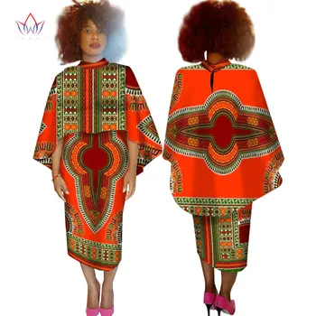 Afrikos Suknelės Moterims, 2 vnt Nustatyti Pasėlių Viršuje Žaliojo ir Sijonas Nustatyti Unqie Žaliojo Kailis Maxi Suknelė Dashiki Moterų Plius Dydis 6XL WY1526