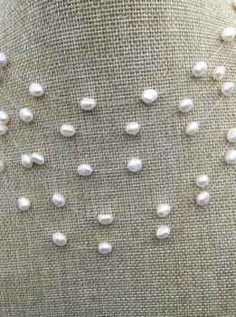 Nekilnojamojo Perlų Papuošalai ,6-7mm Baltos Spalvos iliuzija Baltos Spalvos Gėlavandenių Perlų Vėrinį,Moterų, Vestuvių ,Meilės,Motinos Diena Dovana
