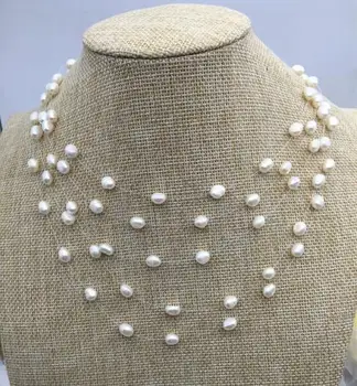 Nekilnojamojo Perlų Papuošalai ,6-7mm Baltos Spalvos iliuzija Baltos Spalvos Gėlavandenių Perlų Vėrinį,Moterų, Vestuvių ,Meilės,Motinos Diena Dovana