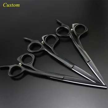 Custom profesinės japonija 5 5.5 6 colių juoda plaukų žirklės pjovimo kirpykla makas plaukų salonas žirklių žirklės, plaukų kirpimo žirklės