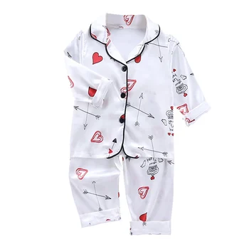 Nauja pižama vaikams vaikų sleepwear kūdikių pižama rinkiniai berniukų, mergaičių Širdis Rodyklių Spausdinti pižamos pijamas medvilnės naktiniai drabužiai drabužiai