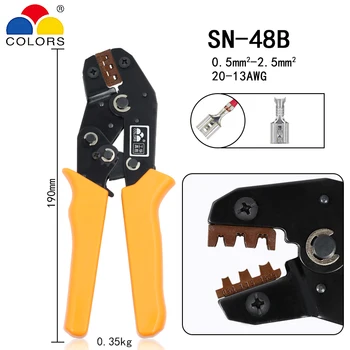 SN-48B užspaudimo įrankis, užspaudimo įrankis, 0.5-2.5mm2 20-13AWG tikslumo kakle, už SKIRTUKO 2.8 4.8 6.3 terminalo prijungimo replės
