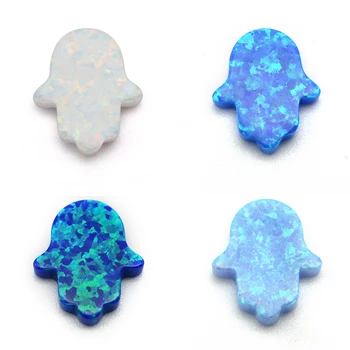 Aukštos Kokybės 11*13mm Hamsa Opalas Akmuo Fatimos Rankos Formą Sintetinių Light Blue Opal Pakabukas Akmens Papuošalai