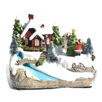 Sniego Namas Su Spalvinga Mirksi LED Šviesos muzika Kalėdinė Dekoracija namuose Naujųjų Metų vaikams dovanų Dervos Kalėdų Kaimas