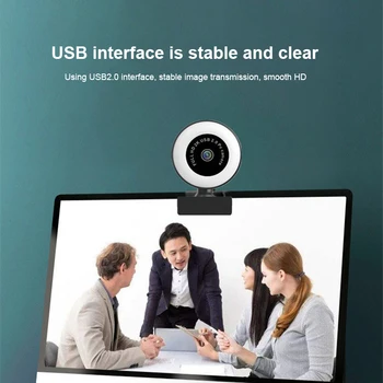 Naujas Užpildyti Šviesos Webcam1080P For Desktop Laptop Auto Focus Kompiuterio USB Web Kamera išoriniai įrenginiai Šaudymo 