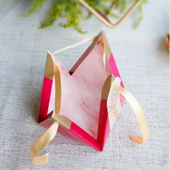 10vnt Rose Red Trikampės Piramidės Saldus Saldainių Dėžutė Vestuvių Džiaugtis, Popieriaus Dovanų Dėžutės Šokolado Maišeliai, Pakavimo Dėžutė Vestuvių Dekoravimas