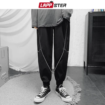 LAPPSTER Mens Atspindintis Hip-Hop Prakaitas Pants 