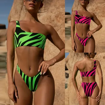 Mados Aukštos Juosmens Moterų Plaukimo Kostiumas Moterų Spausdinti Nerijos Apykaklės Bikini Push-Up Kamšalu maudymosi kostiumėlį, maudymosi Kostiumėliai, Paplūdimio Nustatyti 2020 m.