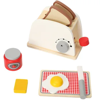 Žaisti Namas Medinis Duonos Formuotojas Pusryčių Derinys Popietės Arbata Įspūdį Ankstyvojo Ugdymo Modeliavimas Žaislas