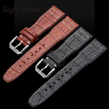 Nubuck Leather Strap for IWC Big Pilot Watch Band Brown Black 22mm Crazy Horse Cowhide Leather Bracelet Mark Wristband Men Belt