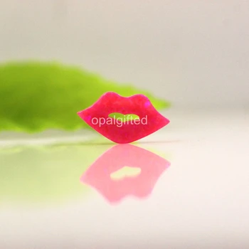 (3pcs/lot)8*15 mm Meilės opal hot pink Kiss lūpų formos sintetinis opalas lūpų pusėje skylę karoliai su nemokamas pristatymas parduoti internete