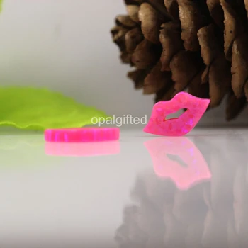 (3pcs/lot)8*15 mm Meilės opal hot pink Kiss lūpų formos sintetinis opalas lūpų pusėje skylę karoliai su nemokamas pristatymas parduoti internete