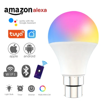 Balso Kontrolė 9W RGB Smart Lemputės šviesos srautą galima reguliuoti E27 B22 WiFi LED Lempos, AC110V~240V Dirbti Su Alexa 