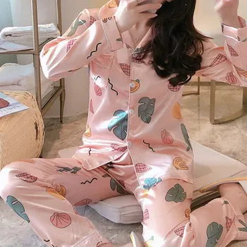 2020 Mados Spausdinimo Pižamos Rinkinys Moterims Ilgomis Rankovėmis Sleepwear Tinka Rudens Kelnės Homewear Kostiumas Ištaigingas Dėvėti Namuose Drabužiai