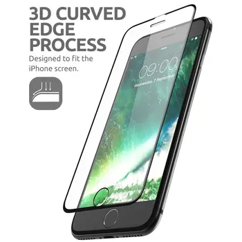SUPCASE iPhone 7/8 4.7 colių Anti-Scratch Premium 3D Išlenkti Krašto Anti-Poveikio Grūdintas Stiklas Screen Protector, Su orientaciniu rėmeliu