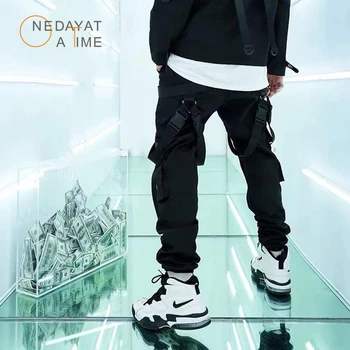 Banga prekės Kišenės Krovinių Kelnės Vyrams Multi Sagtis Juostelės Poilsiu Kelnes Harajuku Sweatpants Vyrų Hip-Hop Kelnės Vyrams Streetwear