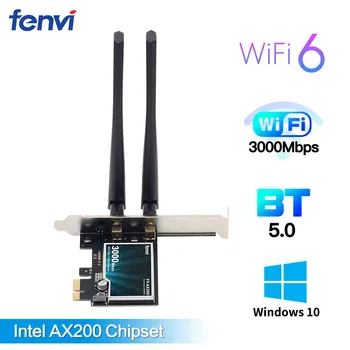 Dvigubos juostos 2974Mbps Wifi6 Intel AX200 PCIe Wireless Wifi 6 Adapteris 2.4 G/5 ghz 802.11 ac/ax Bluetooth 5.0 AX200NGW Kortelės Stalinį KOMPIUTERĮ