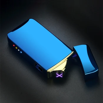 Dvigubo Kampo Lengvesni Elektros švelnesnę Indukcijos Vėjo USB Įkrovimo Metalo Volframo Cigarečių Žiebtuvėliai su Galia Ekranas