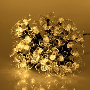 Saulės energija varomas LED pasakų žibintai girliandą Cherry blossom lempos Vestuvių Kalėdų Atostogų šalis Sodo kraštovaizdžio puošmena