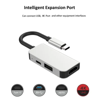 USB C su USB Audio Kabelis Konverteris, skirtas Apple Macbook Stebėti USBC 2.0 C Tipo Switcher HUB Adapteris Keitiklis 4K HDMI Suderinamus