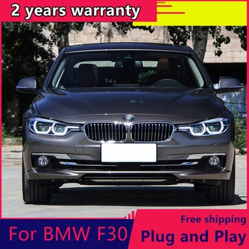 Automobilio Stilius BMW 316i 320i 328 335 Žibintai 2013-M. F30 VISI LED Žibintų LED Angel Eyes priešakinių Šviesų