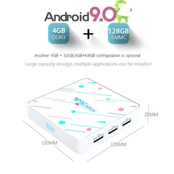 Vmade Mini Set-Top Box Allwinner H6 Quad Core Android 9.0 4G+128GB UHD 6K H. 265 WIFI 1,5 GHZ 