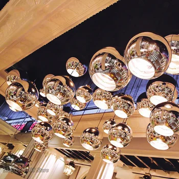 LED LED Šviestuvo Modernių Stiklo Rutulį Pakabukas Lempa Blizgesį Vario Skiedra Atspalvį Veidrodis Kabo Lempa Namų Dekoro Šviesos Armatūra