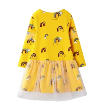 Šokinėja Metrų Princesė Naujas Rainbow Mergaičių Suknelės Medvilnės Ilgomis Rankovėmis Vaikų Drabužių Šalies Vaikų Mergaičių Suknelės, Kostiumų