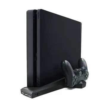Už PS4/PS4 Slim/PS4 Pro Vertikalus Stovas su Aušinimo Ventiliatorius Dviguba Valdytojas Įkroviklio Įkrovimo Stotis 