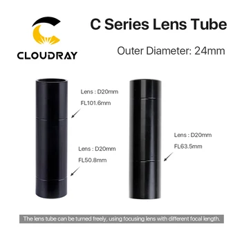 Cloudray C Serijos CO2 Objektyvas Vamzdis Išorinis Skersmuo 24mm už Objektyvo Dia.20mm FL50.8/63.5/101.6 MM CO2 Lazerio Pjovimo Mašina