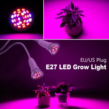 2 GALVĄ LED Augalų Auga Lemputės Withe Šviesos Pilno Spektro LED Augti Žiburiai, Lempos Kambarinė Gėlė Žydi ir Auga Už Namų Patalpų