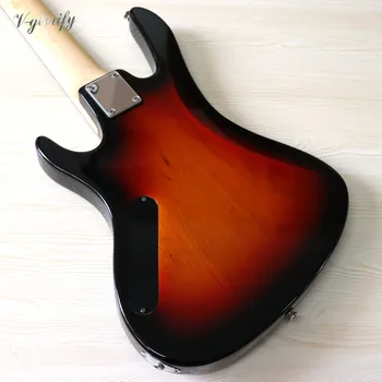 Sunburst spalvos, 5 styginių elektrinė bosinė gitara 43 colių bosinė gitara Kanados klevo medienos kaklo kietas liepų kai trūkumas