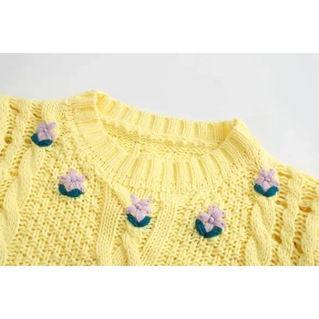 2020 Nauja, Moterų Megzti Viršų Įgulos Kaklo Kabelis megzti Megztinis, Vintage Megztinis Atsitiktinis Mados Džemperis femme vetement ropa mujer