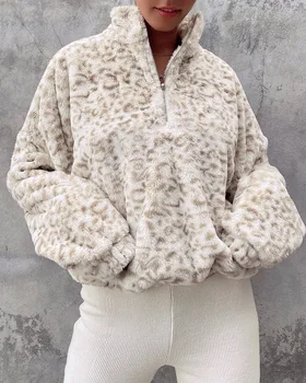 Moteriški drabužiai rudens / žiemos 2020 naujas mados atsitiktinis palaidų ilgomis rankovėmis užtrauktuką gobtuvu džemperis moterims